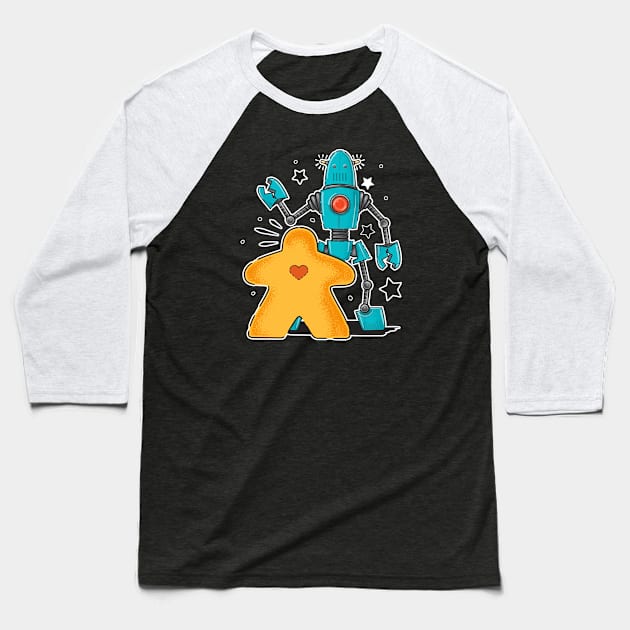 Meeple vs Automa-Meeple Baseball T-Shirt by east coast meeple